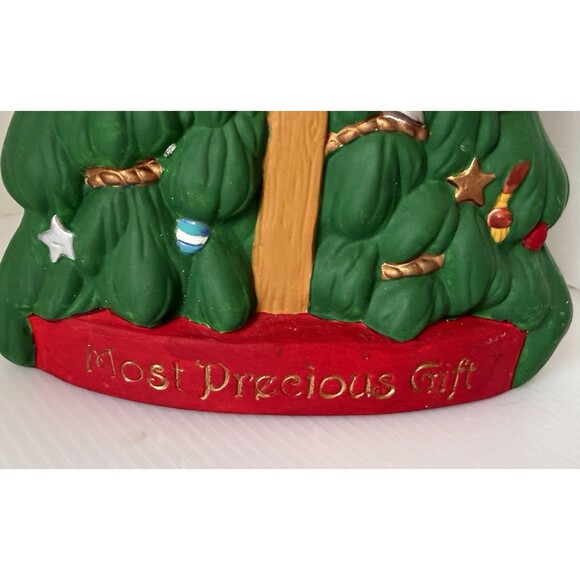 Vintage Ceramic Christmas Tree Cross Most Precious Gift 8.5” Hand Painted Jesus - Picture 3 of 12